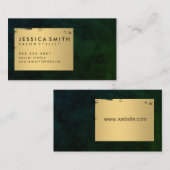 Carte De Visite Elégant Faux métal or brossé / Texture verte (Devant / Derrière)