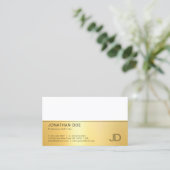 Carte De Visite Elégant Faux Or Blanc Moderne Monogramme Modèle (Debout devant)