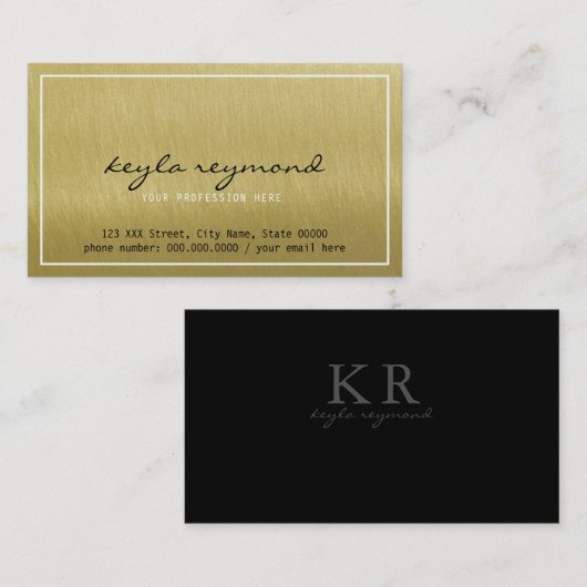 Carte De Visite élégant faux or luxe présentation (Devant / Derrière)