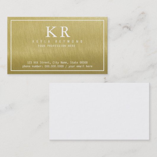 Carte De Visite élégant faux or / or chic présentation (Devant / Derrière)