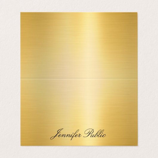 Carte De Visite Élégant Faux Or tendance Nom manuscrit moderne (Extérieur déplié)