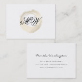 Carte De Visite Élégant Faux Platinum Brossé Fancy Monogramme (Devant / Derrière)