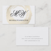 Carte De Visite Élégant Faux Platinum Brossé Fancy Monogramme (Devant / Derrière)