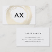 Carte De Visite Élégant Faux Platinum Brossé Monogramme (Devant / Derrière)