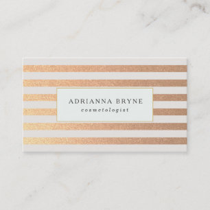 Carte De Visite Elégant Faux Rose Gold Striped Motif Spa Salon