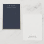 CARTE DE VISITE ÉLÉGANT FAUX SILVER NAVY BORDER EARRÊT AFFICHAGE (Devant / Derrière)
