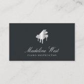 Carte De Visite Elégant Faux Silver Piano Enseignant ou Pianiste (Devant)