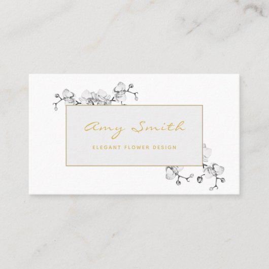 Carte De Visite Elégant, Feminine, Floral White Orchid Dream (Devant)