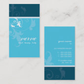 CARTE DE VISITE élégant feuillage verve turquoise (Devant / Derrière)