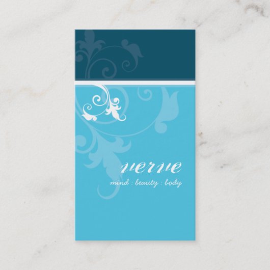 CARTE DE VISITE élégant feuillage verve turquoise (Devant)