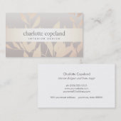 Carte De Visite Élégant Feuille chic Design d'intérieur Nature Tau (Devant / Derrière)