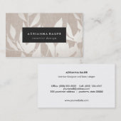 Carte De Visite Elégant Feuille d'argent moderne nature Tan Linen  (Devant / Derrière)