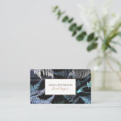 Carte De Visite Élégant Feuille de la fougère foncée (Debout devant)