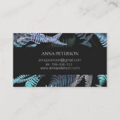 Carte De Visite Élégant Feuille de la fougère foncée (Dos)
