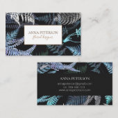 Carte De Visite Élégant Feuille de la fougère foncée (Devant / Derrière)