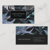 Carte De Visite Élégant Feuille de la fougère foncée (Devant / Derrière)