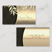 Carte De Visite Élégant Feuille élégant Damask Gold (Devant / Derrière)