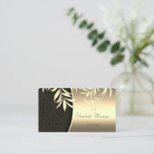 Carte De Visite Élégant Feuille élégant Damask Gold (Debout devant)