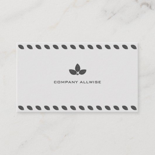 Carte De Visite Elégant Feuille Grey Laurel sur couleur argent (Devant)