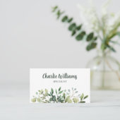 Carte De Visite Élégant feuille vert botanique blanc (Debout devant)