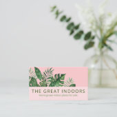 Carte De Visite Élégant Feuille vert rose Maison Plante intérieur (Debout devant)