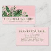 Carte De Visite Élégant Feuille vert rose Maison Plante intérieur (Devant / Derrière)