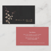 Carte De Visite Élégant Feuilles de succursale Black Gold (Devant / Derrière)