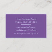 Carte De Visite Elégant Feuilles et rayures d'aquarelle violet (Dos)