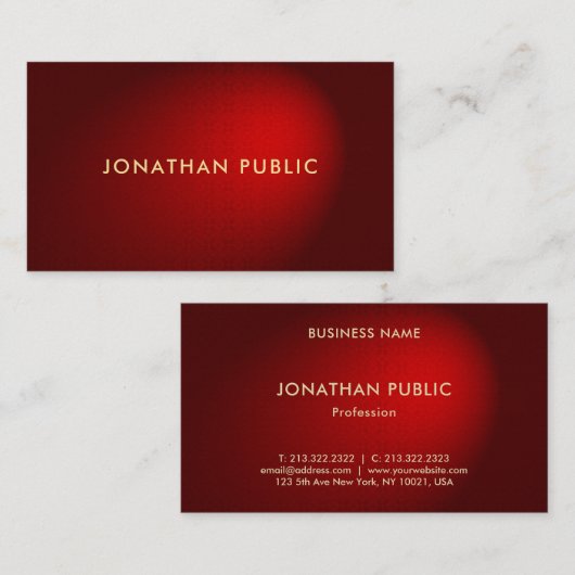 Carte De Visite Elégant finition Red Damask Premium Pearl (Devant / Derrière)