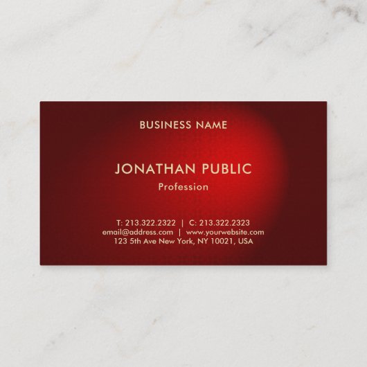 Carte De Visite Elégant finition Red Damask Premium Pearl (Dos)
