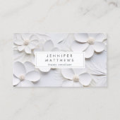 Carte De Visite Élégant Fleur Blanc Floral Minimal (Devant)