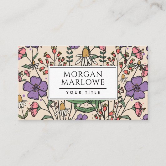 Carte De Visite Élégant Fleur sauvage botanique Boho Botanical Flo (Devant)