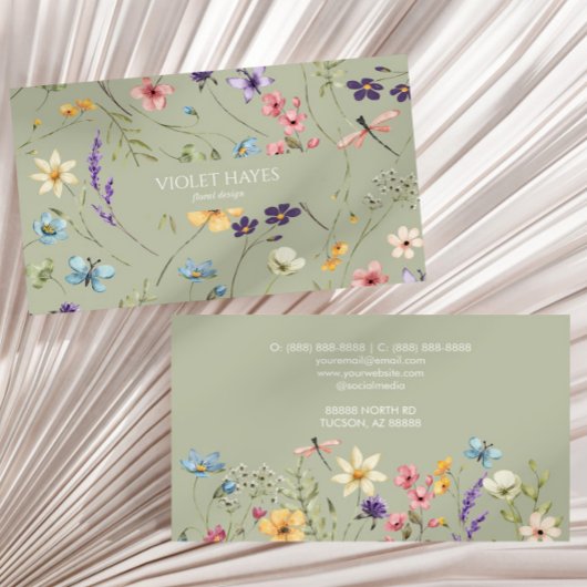 Carte De Visite Élégant Fleur sauvage Fleur sauvage Floral Custom
