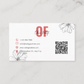 Carte De Visite Élégant fleuriste avec code QR (Dos)