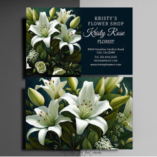 Carte De Visite Élégant fleuriste blanc Lily
