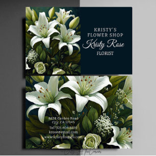Carte De Visite Élégant fleuriste blanc Lily