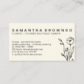 Carte De Visite Élégant fleuriste Fleur Fille Floral (Dos)