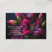 Carte De Visite Élégant fleuriste Fuchsia Rouge Bourgogne Lily (Dos)