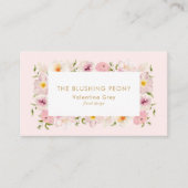 Carte De Visite Élégant fleuriste Mariage rose (Devant)