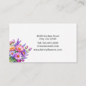 Carte De Visite Élégant Fleuriste rose violet de Pêche (Dos)