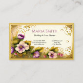 Carte De Visite Élégant Fleurs Roses Gold Filigree (Devant)