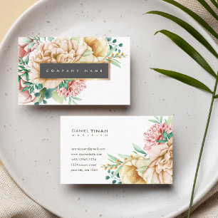 Carte De Visite Élégant Floral Aquarelle Flower Simple Monogramme