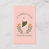 Carte De Visite Élégant Floral Ballet Dance Instructeur École rose (Devant)