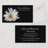 Carte De Visite Elégant floral Belle marguerite blanche sur noir (Devant / Derrière)