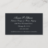 Carte De Visite Élégant Floral Black Backgrpond Modèle générique (Dos)