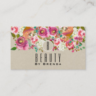 Carte De Visite Élégant Floral Chic Rustique Kraft Glam Personnali