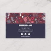 Carte De Visite Élégant floral de Bourgogne | Moderne et professio (Dos)