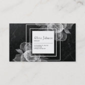 Carte De Visite Elégant floral et marbre noir (Devant)