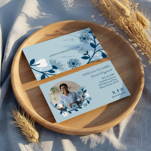 Carte De Visite Élégant floral florant Dental Hygiéniste Photo