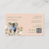 Carte De Visite Élégant floral florant Dental Tooth Logo Monogramm (Dos)